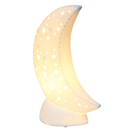 Simple Designs Ceramic Moon Table Lamp in White
