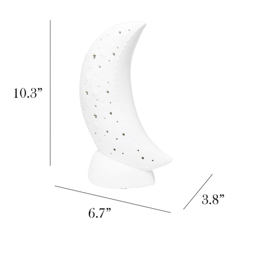 Simple Designs Ceramic Moon Table Lamp in White
