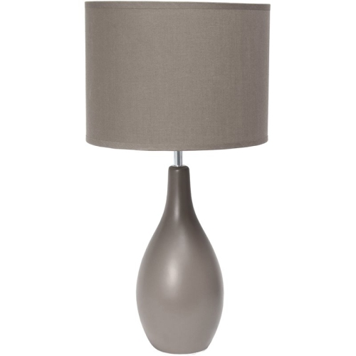 ALL THE RAGES CANADA Simple Designs Ceramic Oval Bowling Pin Table Lamp In Gray With Gray Shade Lamps