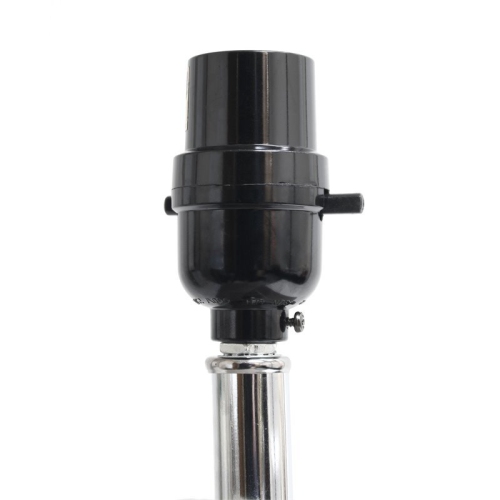 Elegant Designs Leather Table Lamp w/ USB Port in Black with White Shade