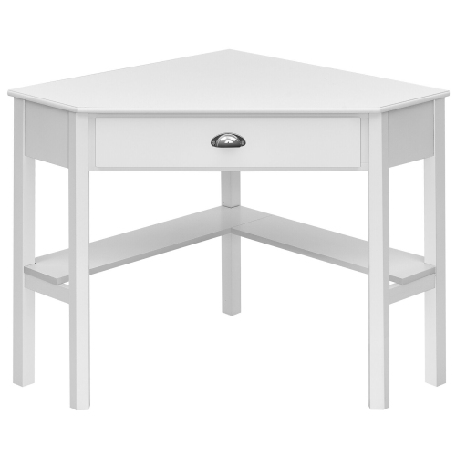 Costway Triangle Computer Desk Corner Office Desk Laptop Table w/ Drawer Shelves Rustic