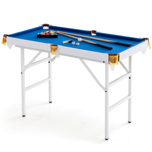 COSTWAY  47" Folding Billiard Table Pool Game Table for Kids W/ Cues & Chalk & Brush