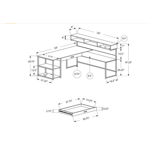 Monarch Specialties Computer Desk - White/Silver