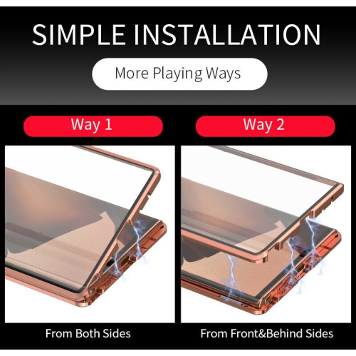 Magnétique Coque Métallique pour SAMSUNG NOTE 20 Coque Intégrale Double Face 360 Protection en Verre Trempé avec Cadre Métallique