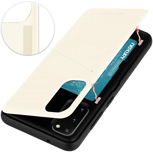 TopSave Goospery Magnetic Door Bumper PC+TPU Hidden Card Slot Holder Case For Samsung S20, White