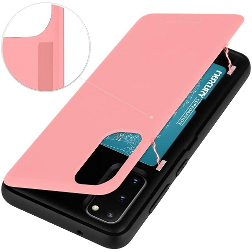 TopSave Goospery Magnetic Door Bumper PC+TPU Hidden Card Slot Holder Case For Samsung S20 Plus, Baby Pink