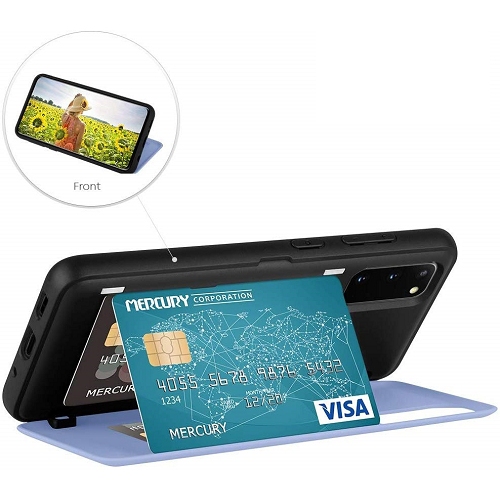 TopSave Goospery Magnetic Door Bumper PC+TPU Hidden Card Slot Holder Case For Samsung S20 Plus, Light Purple