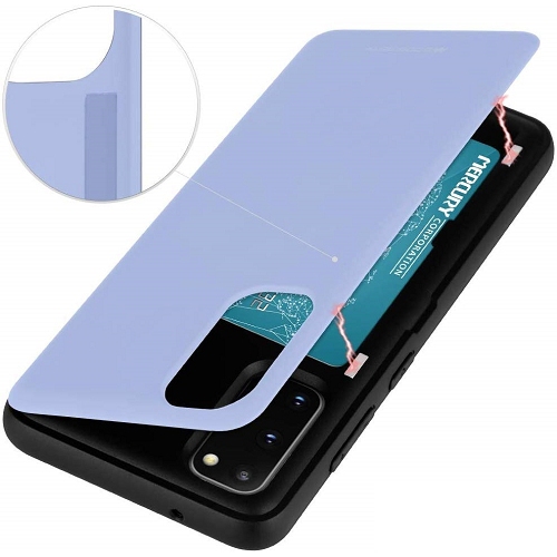 TopSave Goospery Magnetic Door Bumper PC+TPU Hidden Card Slot Holder Case For Samsung S20 Plus, Light Purple