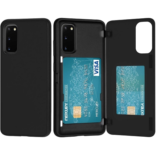 TopSave Goospery Magnetic Door Bumper PC+TPU Hidden Card Slot Holder Case For Samsung S20, Black
