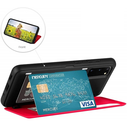 TopSave Goospery Magnetic Door Bumper PC+TPU Hidden Card Slot Holder Case For Samsung S20 Plus, Red