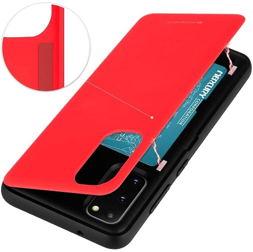 TopSave Goospery Magnetic Door Bumper PC+TPU Hidden Card Slot Holder Case For Samsung S20 Plus, Red