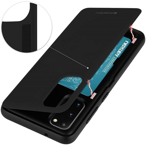 TopSave Goospery Magnetic Door Bumper PC+TPU Hidden Card Slot Holder Case For Samsung S20 Ultra, Black