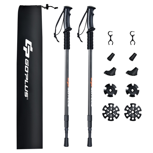 Goplus 2 PACK Trekking Walking Hiking Sticks Poles Anti-Shock Adjustable Alpenstock