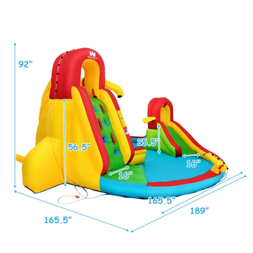 Costway Kids Inflatable Water Slide Park with Climbing Wall Water Cannon and Splash Pool