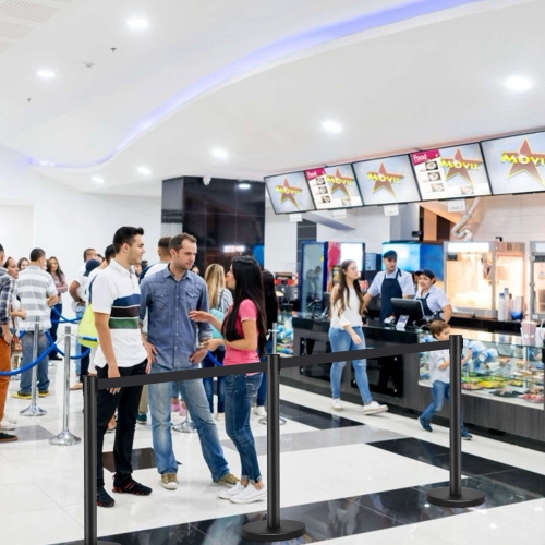 Costway 6Pcs Black Stanchion Posts Queue Pole Retractable Belt Crowd Control Barrier