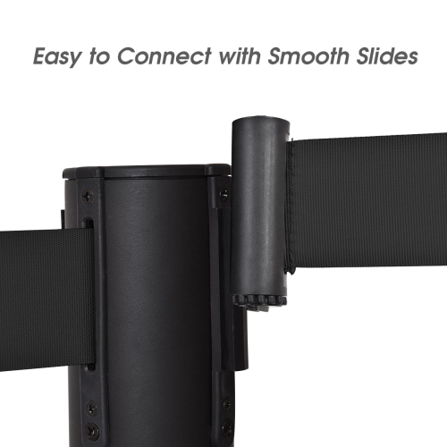 Costway 6Pcs Black Stanchion Posts Queue Pole Retractable Belt Crowd Control Barrier