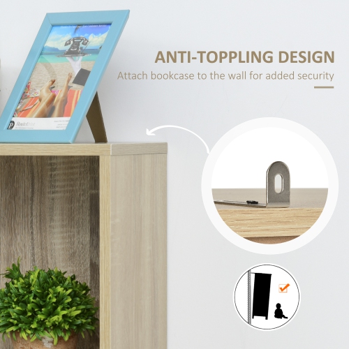 HOMCOM 59" Bookcase, Storage Bookshelf with Cabinets, Drawer and Open Compartments, Freestanding Display Shelves for Home Office, Living Room, Study,