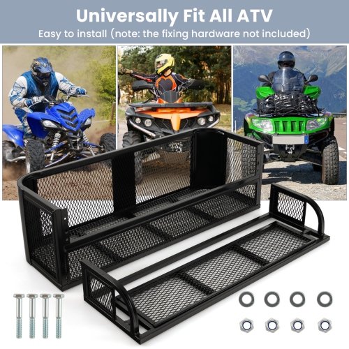Costway ATV UTV Universal Rear Drop Basket Rack Steel Cargo Hunting