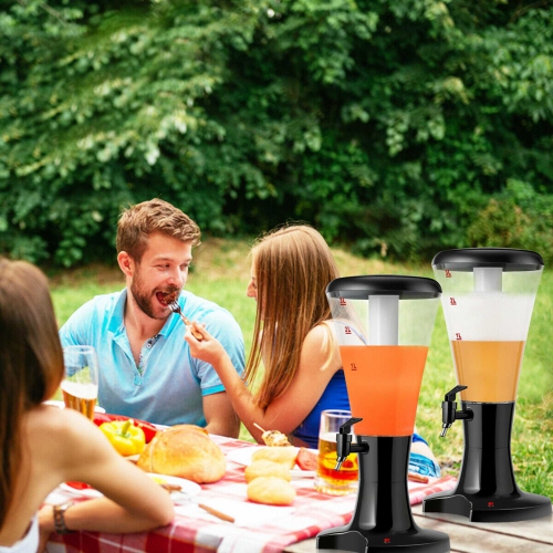 Costway Set of 2 Cold Draft Beer Tower Dispenser 3L Plastic w/LED Lights New