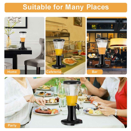 Costway Set of 2 Cold Draft Beer Tower Dispenser 3L Plastic w/LED Lights New