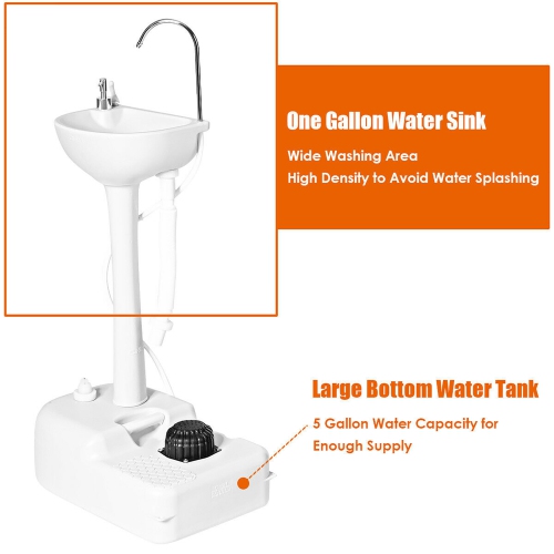 Costway 5 Gallon Portable Wash Sink Hand Wash Basin Stand