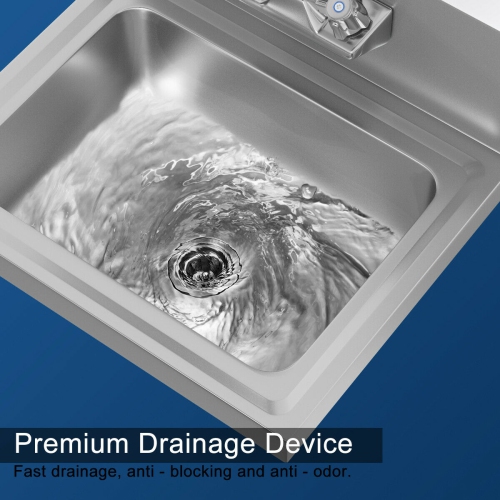 Costway Commercial Stainless Steel Wall Mount Hand Washing Wash Sink Basin with Faucet