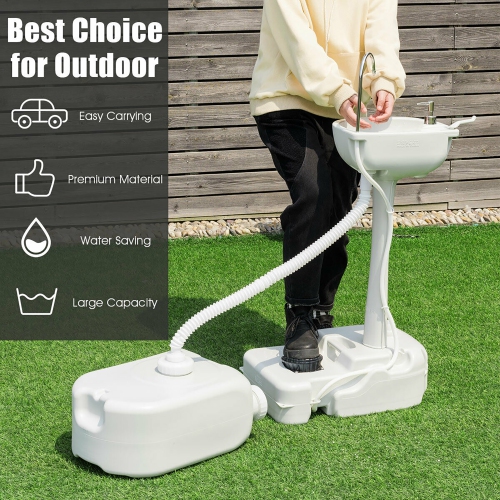 Costway Portable Wash Sink Camping Hand Wash Station Basin Stand w/ 4.5 Gallon Tank