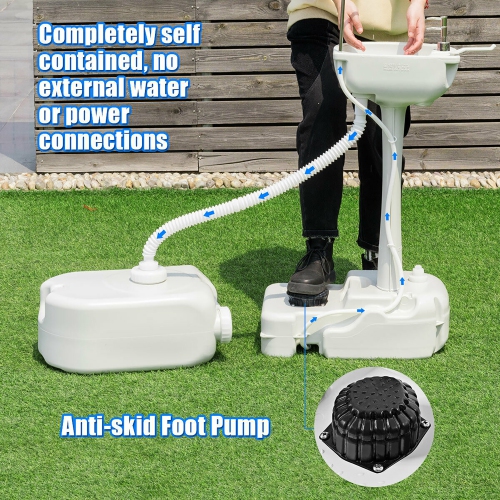 Costway Portable Wash Sink Camping Hand Wash Station Basin Stand w/ 4.5 Gallon Tank