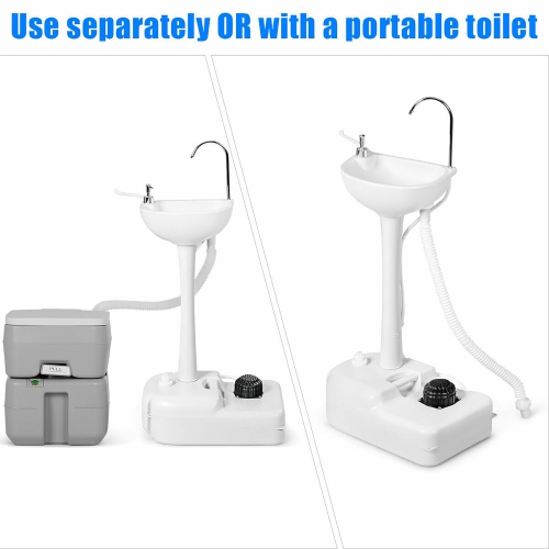 Costway Portable Wash Sink Camping Hand Wash Station Basin Stand w/ 4.5 Gallon Tank