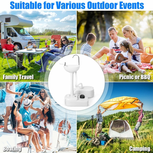 Costway Portable Wash Sink Camping Hand Wash Station Basin Stand w/ 4.5 Gallon Tank