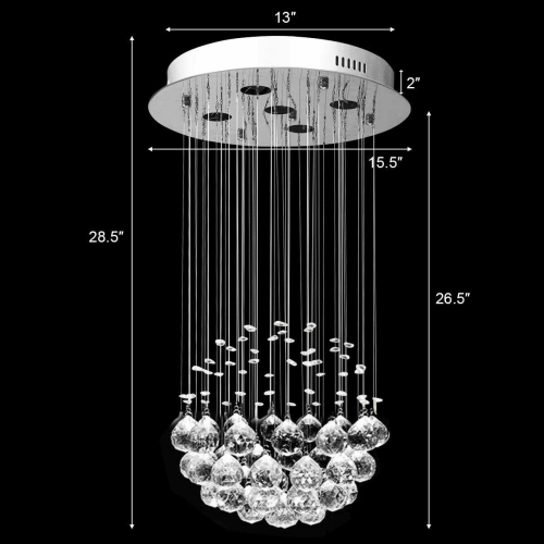 Costway Crystal Chandelier Flush Mount Modern Pendant Lamp w/ Shiny Crystal Balls
