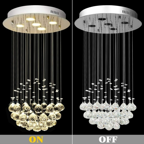 Costway Crystal Chandelier Flush Mount Modern Pendant Lamp w/ Shiny Crystal Balls