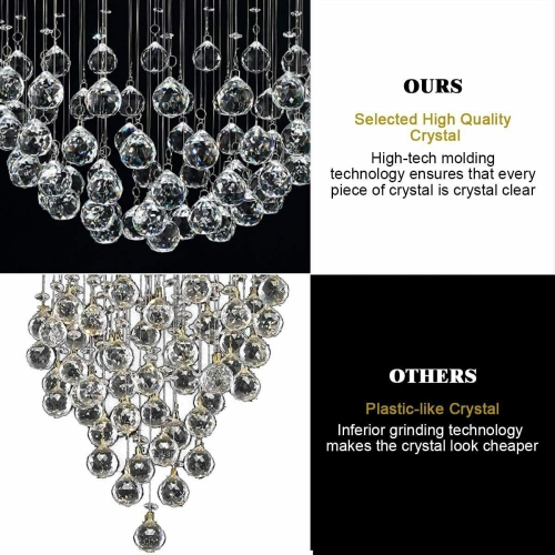 Costway Crystal Chandelier Flush Mount Modern Pendant Lamp w/ Shiny Crystal Balls