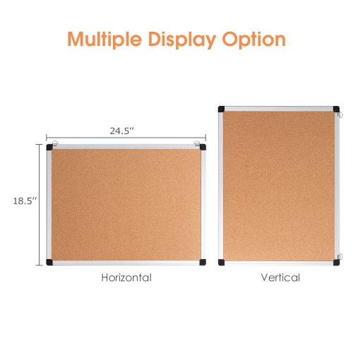Ensemble de 3 tableaux d’affichage en liège 24 x 18 po de Costway avec cadre en aluminium