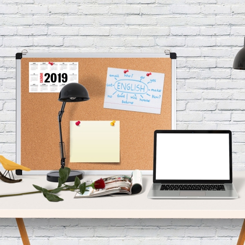 Ensemble de 3 tableaux d’affichage en liège 24 x 18 po de Costway avec cadre en aluminium