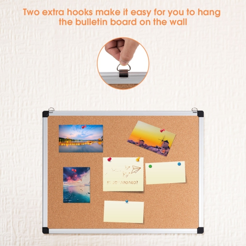 Ensemble de 3 tableaux d’affichage en liège 24 x 18 po de Costway avec cadre en aluminium