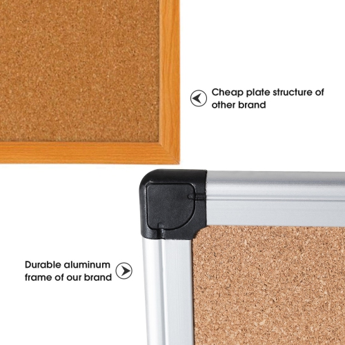 Ensemble de 3 tableaux d’affichage en liège 24 x 18 po de Costway avec cadre en aluminium