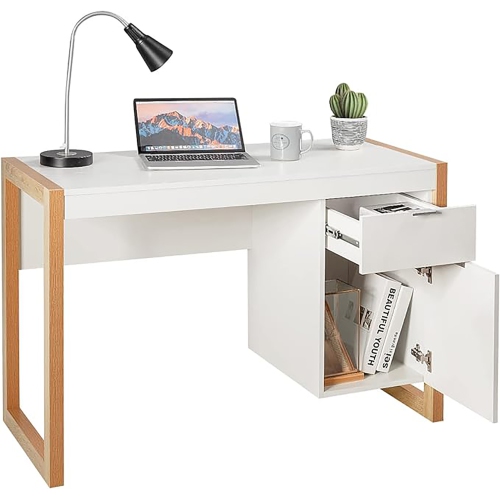 Gymax Modern Computer Desk Workstation Desk Home Office w/ Storage Cabinet