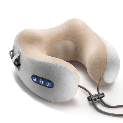MKL U Shaped Kneading Neck Pillow Vibration Kneading Cervical Pillow Portable Waist Shoulder Electric Massage Pillow Travel U-Shaped