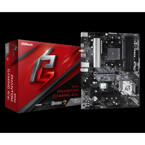 ASROCK  B550 Phantom Gaming 4/ac Atx Motherboard - Socket Am4 - Amd B550 Chipset - Supports Ddr4-4733+(Oc) - 1X PCie 4.0 X16 - 1X PCie 3.0 X16 - 1X