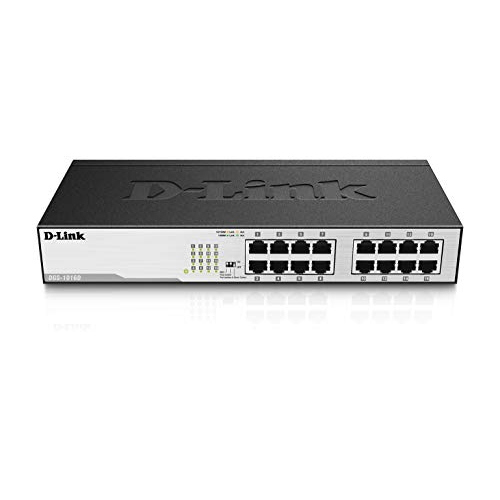 D-Link 16-Port Gigabit Unmanaged Desktop/Rackmount Switch, 3-pin DIP switch w/ real-time toggling, Flow Control,...