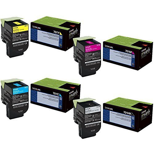 Lexmark 70C1HK0 High Yield Black with 70C10C0, 70C10M0, 70C10Y0 Standard Yield Color Toner Cartridge Set - Lexmark CS410dn