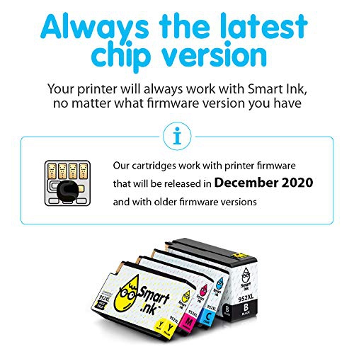 Smart Ink Compatible Ink Cartridge Replacement for HP 952 952XL 4 Pack Advanced Chip Technology to use with OfficeJet 8702 ...
