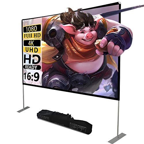 Projector Screen with Stand 100 inch 16:9 HD 4K Outdoor Indoor Projection Screen for Home Theater 3D Fast-Folding...