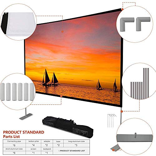 Projector Screen with Stand 100 inch 16:9 HD 4K Outdoor Indoor Projection Screen for Home Theater 3D Fast-Folding...