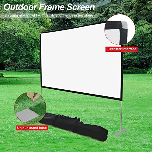 Projector Screen with Stand 100 inch 16:9 HD 4K Outdoor Indoor Projection Screen for Home Theater 3D Fast-Folding...