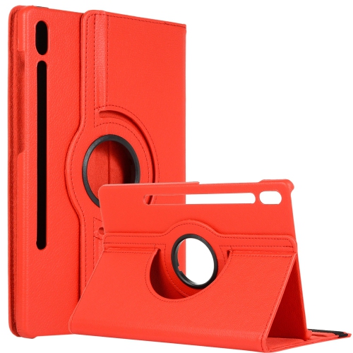 【CSmart】 360 Rotating PU Leather Stand Tablet Case Smart Cover for Samsung Galaxy S7 / S8 11.0”, T870 / T875 / X700, Red