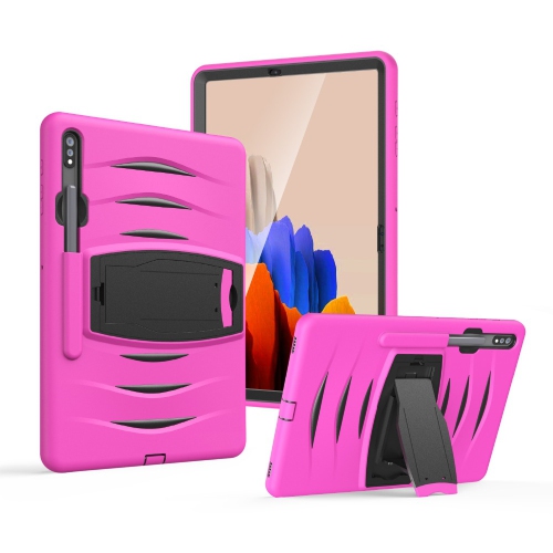 【CSmart】 Shockproof Heavy Duty Rugged Defender Case Kickstand Cover for Samsung Tablet Tab S7+ S7 Plus 12.4”, T970 T976B, Hot Pink
