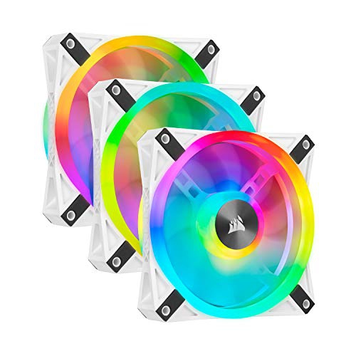 CORSAIR QL Series, iCUE QL120 RGB, 120mm RGB LED PWM White Fan, Triple Fan Kit with Lighting Node CORE