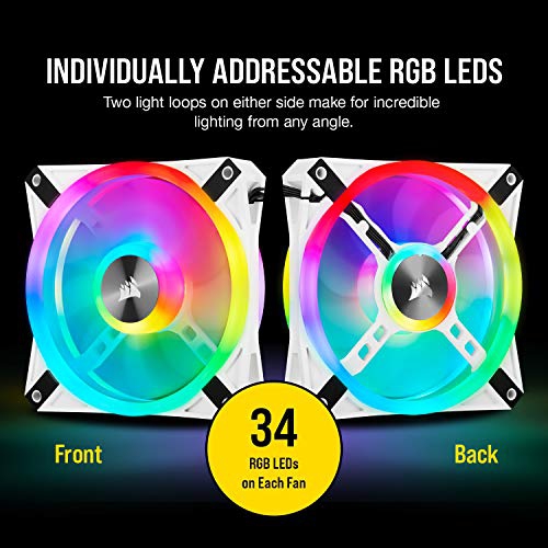 CORSAIR QL Series, iCUE QL120 RGB, 120mm RGB LED PWM White Fan, Triple Fan Kit with Lighting Node CORE